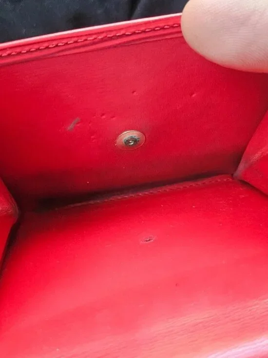 Vintage Louis Vuitton Wallet Card Holder Red Leather Tri Fold Purse Made France - Picture 10 of 12